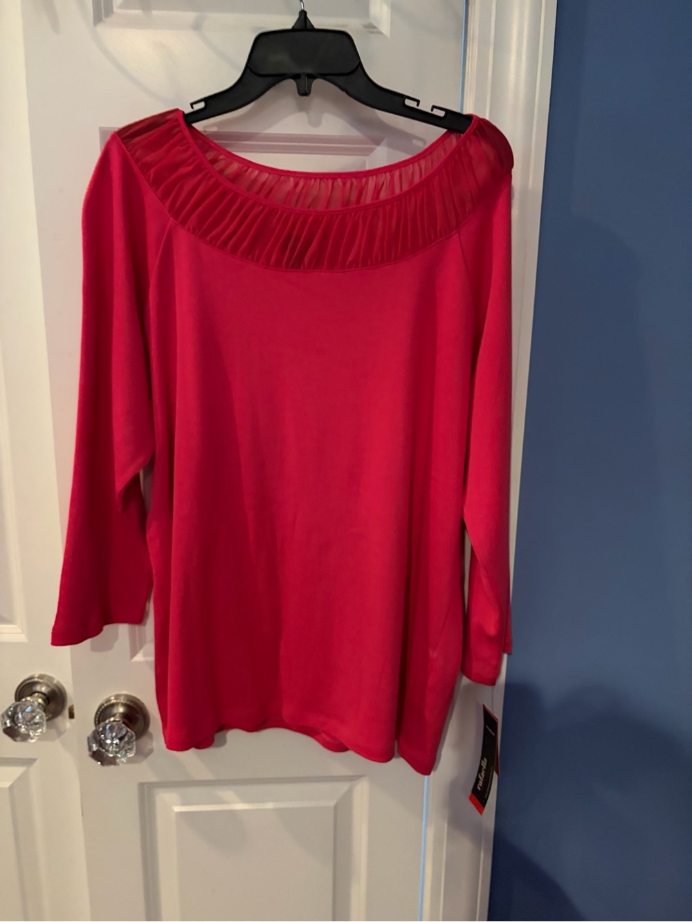 Rafaella Pink Pleated-Yoke Long Sleeve Top